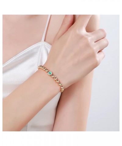 Letter Beaded Bracelets Initial Bracelets 14K Gold Plated Stretch Bracelets for Women Jewelry A $6.96 Bracelets