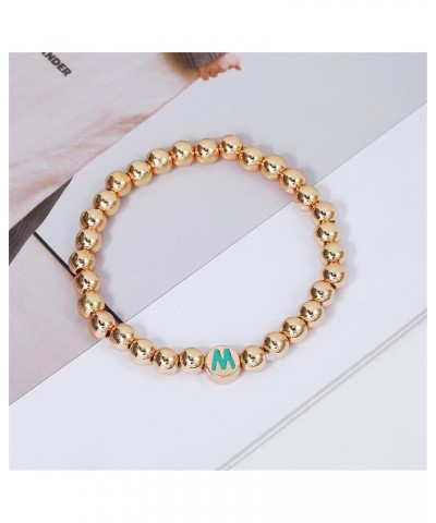 Letter Beaded Bracelets Initial Bracelets 14K Gold Plated Stretch Bracelets for Women Jewelry A $6.96 Bracelets