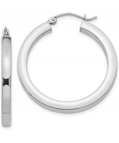 3mm Square Tube Hoop Earrings in Real 14k Gold White Gold - 30mm $222.75 Earrings