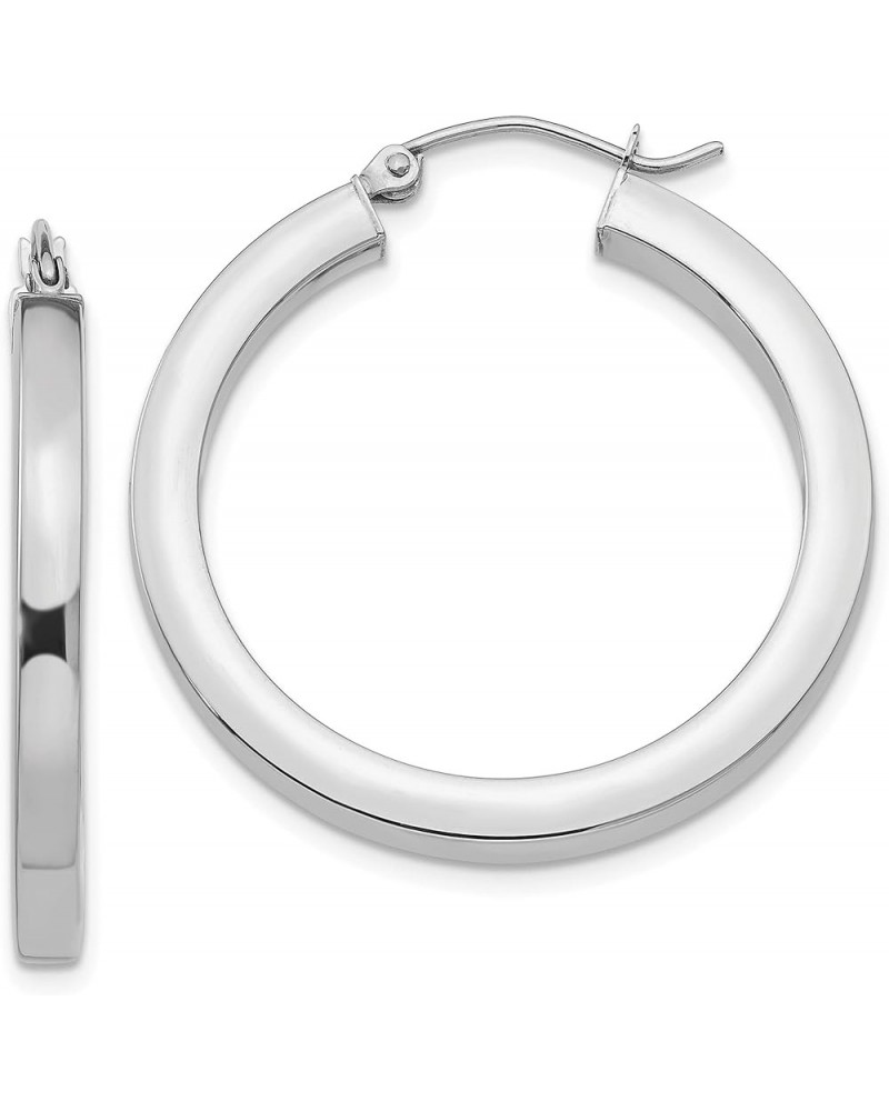 3mm Square Tube Hoop Earrings in Real 14k Gold White Gold - 30mm $222.75 Earrings