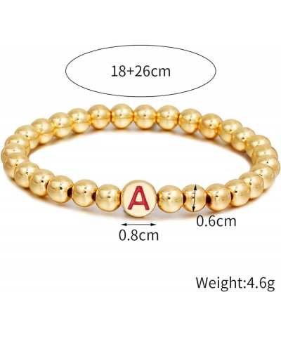 Letter Beaded Bracelets Initial Bracelets 14K Gold Plated Stretch Bracelets for Women Jewelry A $6.96 Bracelets