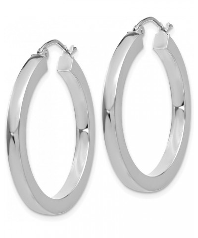 3mm Square Tube Hoop Earrings in Real 14k Gold White Gold - 30mm $222.75 Earrings