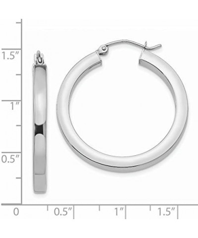 3mm Square Tube Hoop Earrings in Real 14k Gold White Gold - 30mm $222.75 Earrings