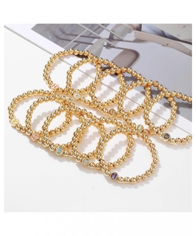 Letter Beaded Bracelets Initial Bracelets 14K Gold Plated Stretch Bracelets for Women Jewelry A $6.96 Bracelets