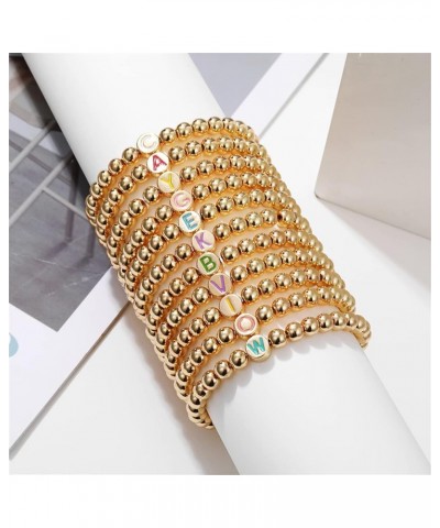 Letter Beaded Bracelets Initial Bracelets 14K Gold Plated Stretch Bracelets for Women Jewelry A $6.96 Bracelets