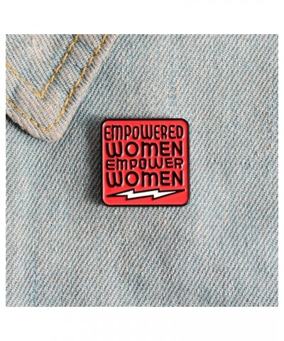 Feminist Brooch Empowered Women Creative English Word Brooch Badge Creative Woman Red Square Oil Drip Enamel Pin Collar Pin F...