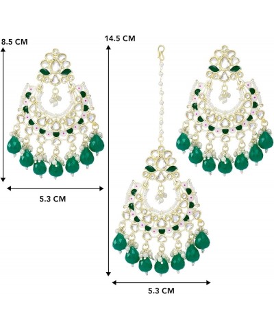 Bollywood Ethnic Maang Tikka Earrings Set Indian Fashion Jewelry For Women Green 7 $15.68 Jewelry Sets