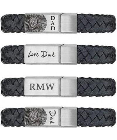 Personalized Stainless Steel & Leather Keepsake Bracelet 8.0 Inches $52.53 Bracelets