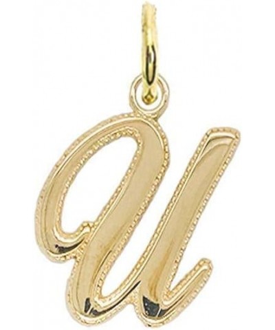 Solid 14k Gold Personalized Cursive-Style"A-Z" Initial Pendant (Size S/M/L) Small (U) Yellow Gold $66.70 Pendants