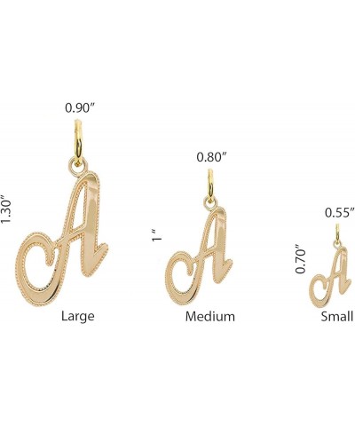 Solid 14k Gold Personalized Cursive-Style"A-Z" Initial Pendant (Size S/M/L) Small (U) Yellow Gold $66.70 Pendants