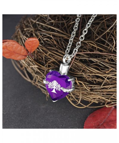 Tree of Life Birthstone Love Heart Memorial Keepsake Cremation Jewelry for Ashes Urn Pendant Necklace February $10.52 Necklaces