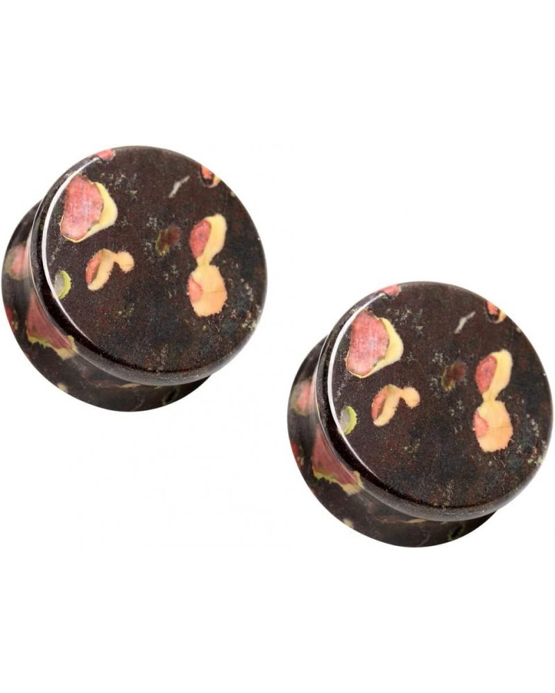 Natural Plum Blossom Jade Stone Saddle Plugs, Sold as a Pair 19mm (3/4") $10.33 Body Jewelry