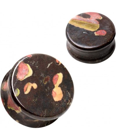 Natural Plum Blossom Jade Stone Saddle Plugs, Sold as a Pair 19mm (3/4") $10.33 Body Jewelry