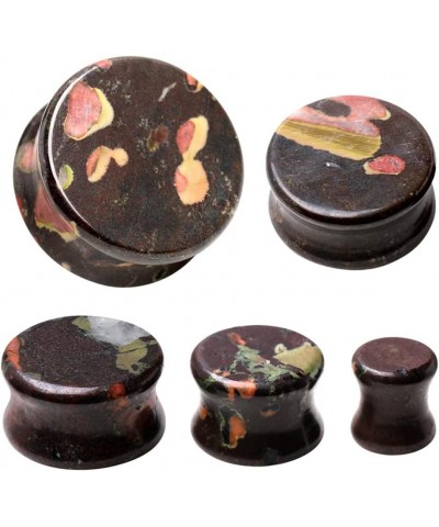 Natural Plum Blossom Jade Stone Saddle Plugs, Sold as a Pair 19mm (3/4") $10.33 Body Jewelry