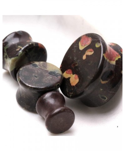 Natural Plum Blossom Jade Stone Saddle Plugs, Sold as a Pair 19mm (3/4") $10.33 Body Jewelry