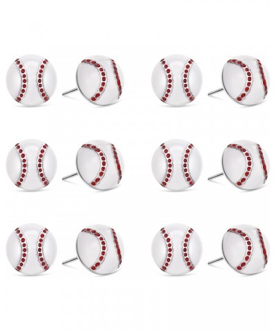 6 Pairs Baseball Earrings Baseball Stud Earrings Softball Earrings Sports Earrings Jewelry Sports Stud for Women Girls Fan Pl...