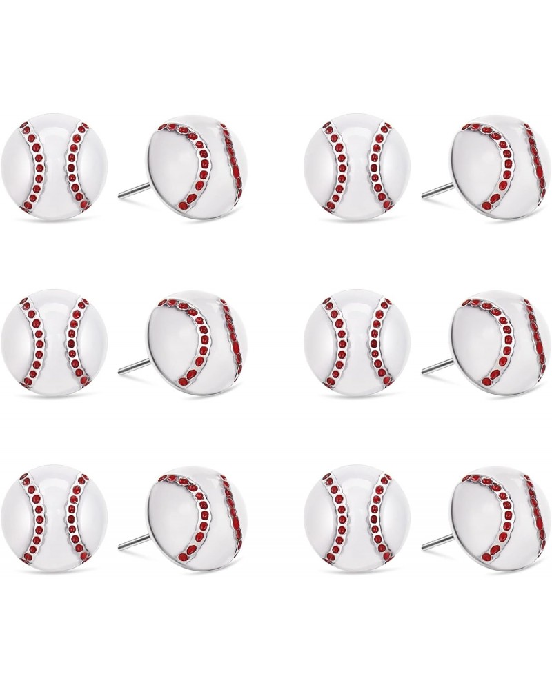 6 Pairs Baseball Earrings Baseball Stud Earrings Softball Earrings Sports Earrings Jewelry Sports Stud for Women Girls Fan Pl...