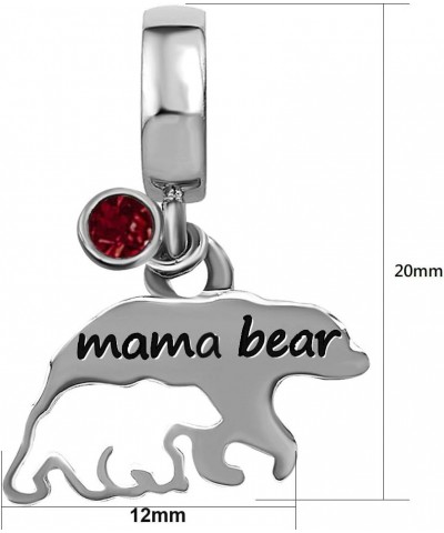 Mama Bear Mom Mother Son Daughter Love Birthday Birthstone Jan-Dec Womens Beads Charms for Bracelets Christmas Halloween Jewe...