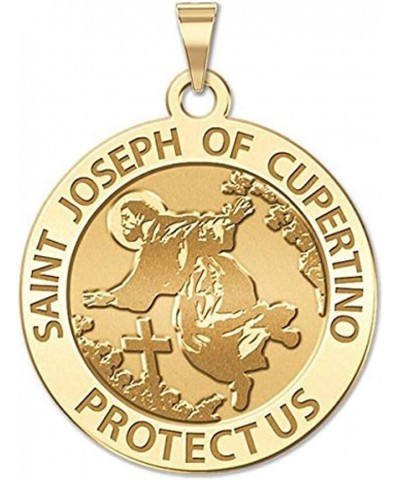 Saint Joseph of Cupertino Religious Medal - in Sterling Silver and 10K or 14K Gold 1 x 1 Inch Medal With Engraving Solid 10k ...