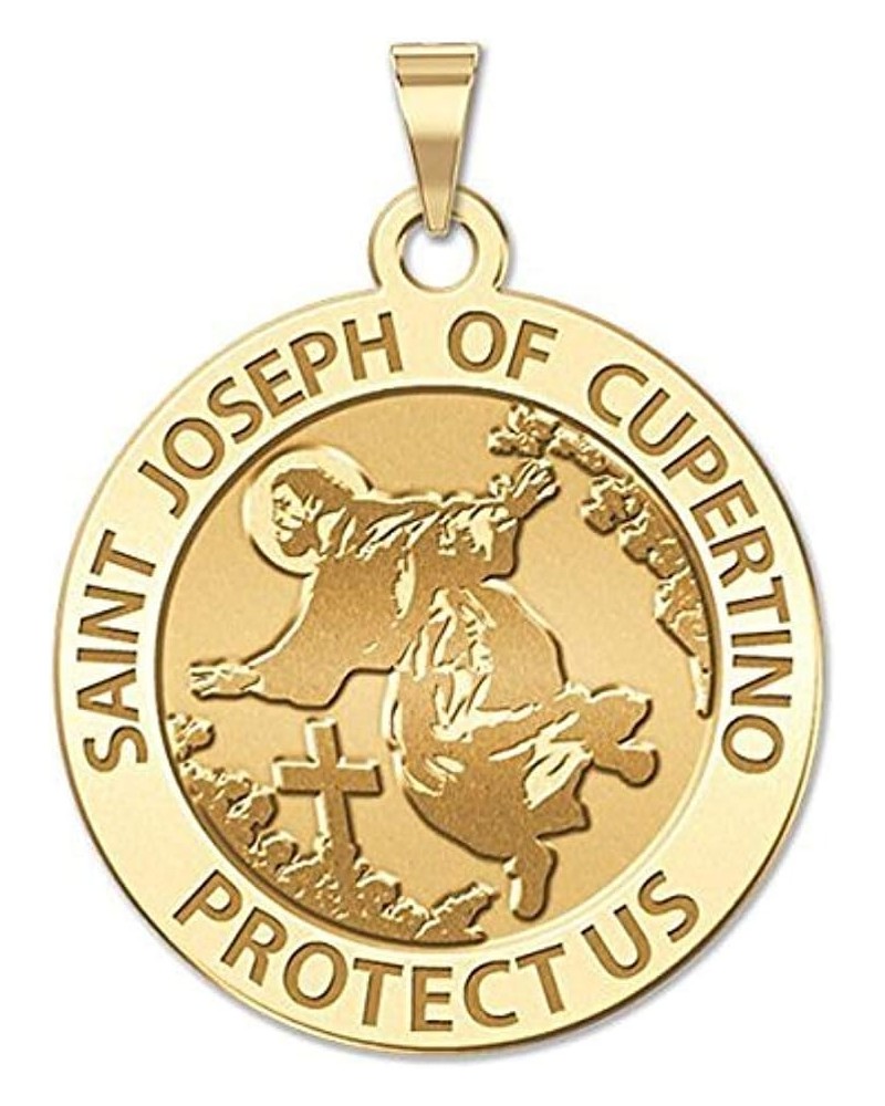 Saint Joseph of Cupertino Religious Medal - in Sterling Silver and 10K or 14K Gold 1 x 1 Inch Medal With Engraving Solid 10k ...