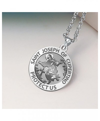 Saint Joseph of Cupertino Religious Medal - in Sterling Silver and 10K or 14K Gold 1 x 1 Inch Medal With Engraving Solid 10k ...