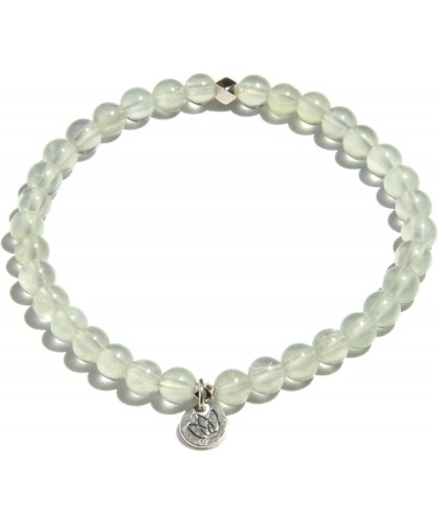 Natural AAA-Grade Crystal Gemstone Beaded Bracelet 5mm (0.2'') beads | 925 Sterling Silver Lotus Charm | Healing Energy Charg...