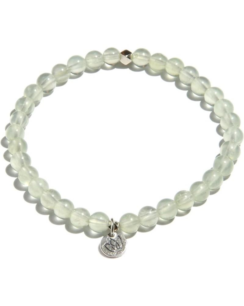 Natural AAA-Grade Crystal Gemstone Beaded Bracelet 5mm (0.2'') beads | 925 Sterling Silver Lotus Charm | Healing Energy Charg...