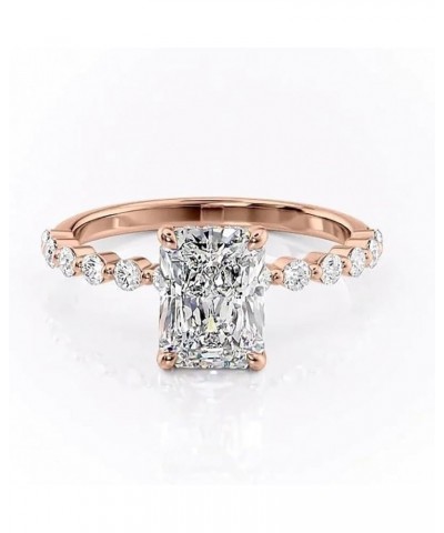 10K 14K 18K Solid Gold Moissanite Rings for Women, Radiant Cut 1/1.5/2/2.5/3 Carat Center Moissanite Wedding Engagement Ring ...