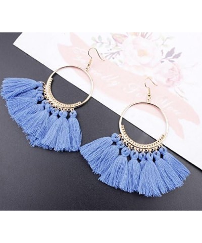 4Pairs Boho Earrings For Women Tassel Earrings Feather Earrings Fan Dangle Hoop Shape Tassel Earrings Long Thread Tassel Earr...