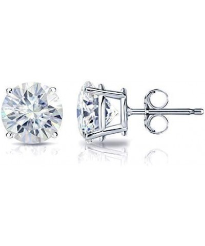 1/2 to 7 Carat Moissanite Round Stud Earrings in 14k Gold (J-K, TGW) 4-Prong Basket Push Back White Gold 5.0 carats $238.22 E...