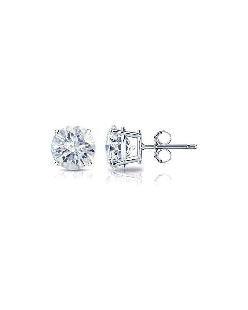 1/2 to 7 Carat Moissanite Round Stud Earrings in 14k Gold (J-K, TGW) 4-Prong Basket Push Back White Gold 5.0 carats $238.22 E...