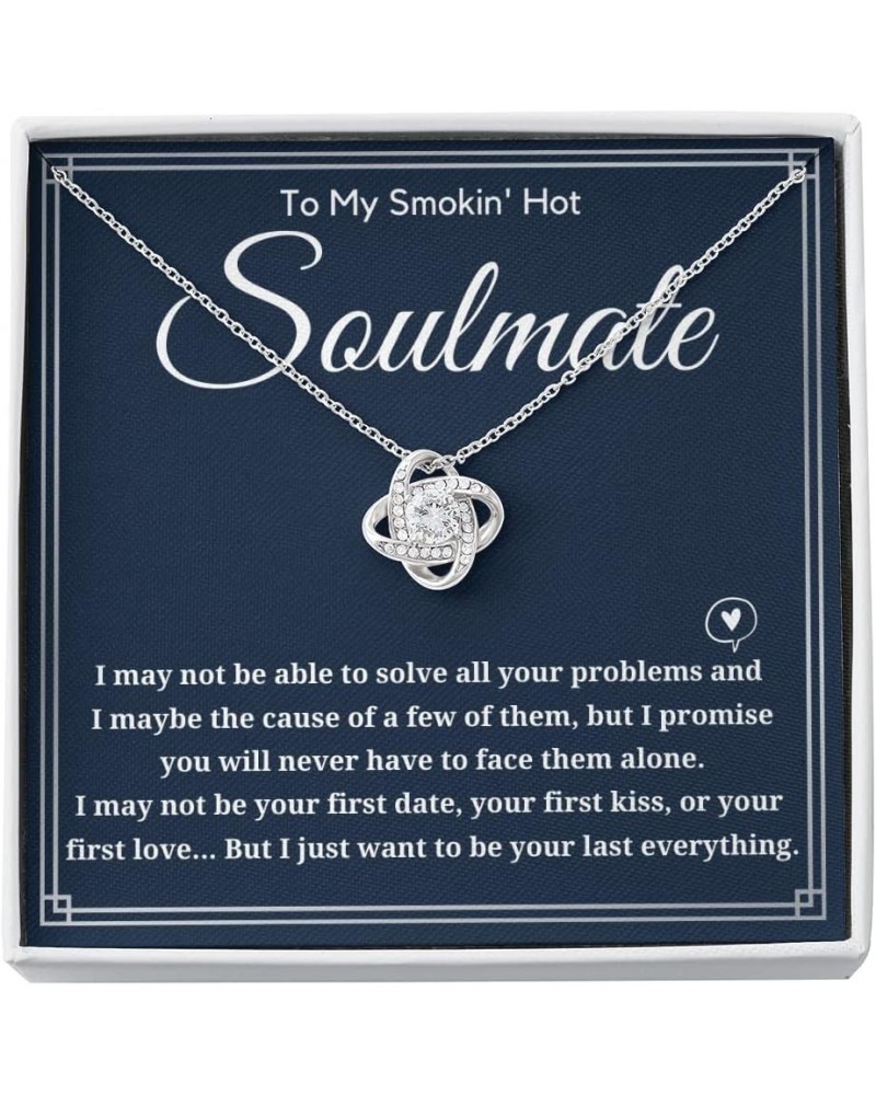 MDPrints To My Soulmate Necklace, Soulmates Necklaces For Women, Love Knot Jewelry Gift For Girlfriend, Wife on Valentine, Bi...