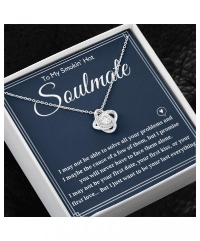 MDPrints To My Soulmate Necklace, Soulmates Necklaces For Women, Love Knot Jewelry Gift For Girlfriend, Wife on Valentine, Bi...