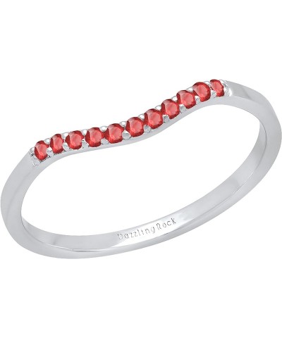 Round Gemstone or Diamond 11 Stone Contour Stackable Wedding Band for Women in 925 Sterling Silver Ruby 10 $29.14 Bracelets