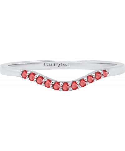 Round Gemstone or Diamond 11 Stone Contour Stackable Wedding Band for Women in 925 Sterling Silver Ruby 10 $29.14 Bracelets