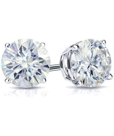 1/2 to 7 Carat Moissanite Round Stud Earrings in 14k Gold (J-K, TGW) 4-Prong Basket Push Back White Gold 5.0 carats $238.22 E...