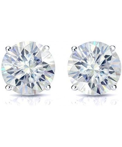 1/2 to 7 Carat Moissanite Round Stud Earrings in 14k Gold (J-K, TGW) 4-Prong Basket Push Back White Gold 5.0 carats $238.22 E...