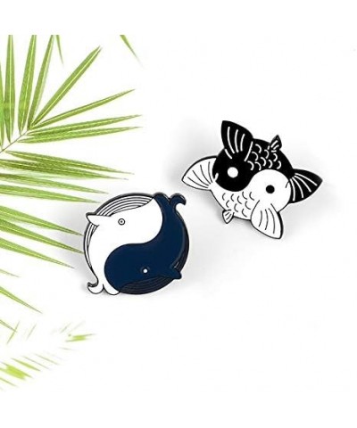 VQHIEP Yin Yang Koi Carp Whale Enamel Pin Black Fish Animal Balance Brooches Lapel Pin Backpack Clothes Badge Gift for Women ...