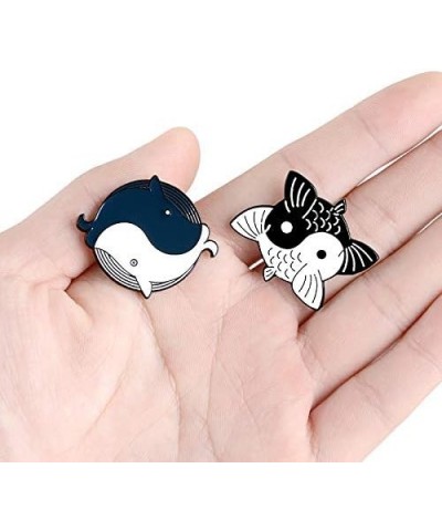 VQHIEP Yin Yang Koi Carp Whale Enamel Pin Black Fish Animal Balance Brooches Lapel Pin Backpack Clothes Badge Gift for Women ...