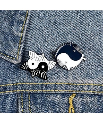 VQHIEP Yin Yang Koi Carp Whale Enamel Pin Black Fish Animal Balance Brooches Lapel Pin Backpack Clothes Badge Gift for Women ...