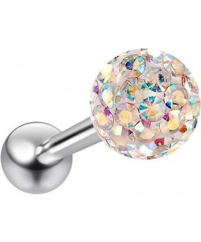 14g Aurora Borealis Sparkling Tongue Ring Glittery Sparkly Crystal For Women Gem Piercing Rings Ball Aurora Borealis $10.61 B...