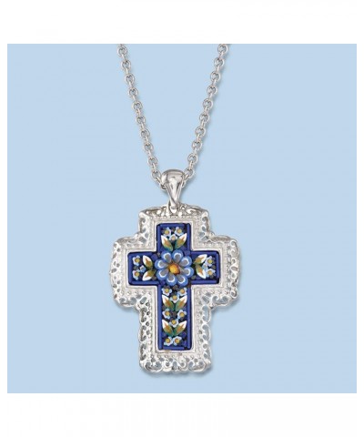 Italian Murano Glass Mosaic Floral Cross Pendant Necklace in Sterling Silver. 18 inches $41.54 Necklaces