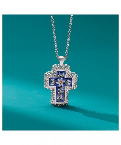 Italian Murano Glass Mosaic Floral Cross Pendant Necklace in Sterling Silver. 18 inches $41.54 Necklaces