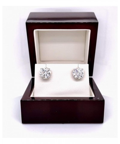 1/2 to 7 Carat Moissanite Round Stud Earrings in 14k Gold (J-K, TGW) 4-Prong Basket Push Back White Gold 5.0 carats $238.22 E...