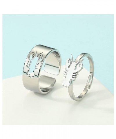 2PCS Matching Marine Animal Adjustable Rings For Women Couples Everyday Jewelry Promise Wedding Gift 316L Stainless Steel Ope...