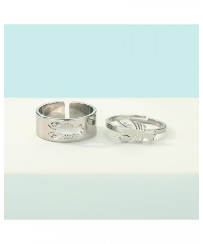 2PCS Matching Marine Animal Adjustable Rings For Women Couples Everyday Jewelry Promise Wedding Gift 316L Stainless Steel Ope...