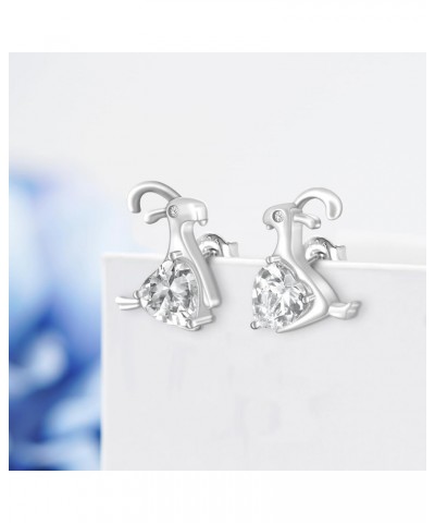 Goat Earrings 925 Sterling Silver Goat Stud Earrings Animal Goat Jewelry Gifts For Women Girls $24.35 Earrings