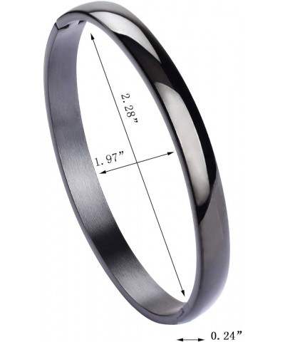 Womens 6MM Stainless Steel Brecelet Plain Polished Finish Cuff Bangle 4-Black $8.83 Bracelets