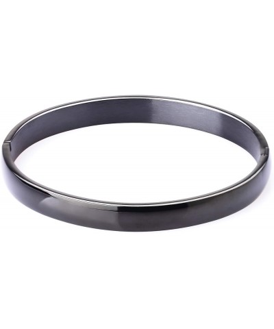 Womens 6MM Stainless Steel Brecelet Plain Polished Finish Cuff Bangle 4-Black $8.83 Bracelets