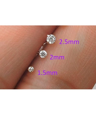 Solid 14Kt Gold Moissanite Stud Nose Ring - 22G Nose Bone Stud - Ball End Nose Ring - April Birthstone Nose Stud 14kt white g...